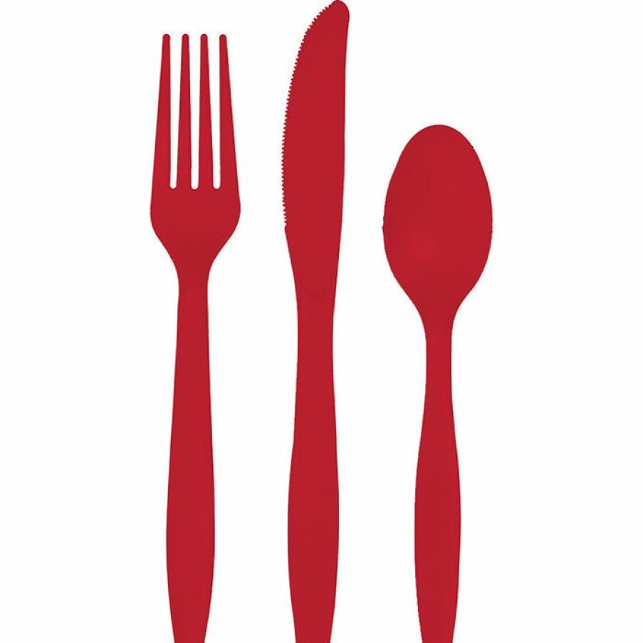 Solid Color Tableware * | Creative Converting Classic Red Assorted Cutlery, 18 Ct