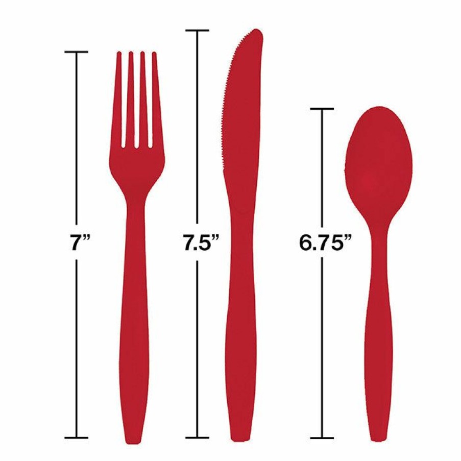 Solid Color Tableware * | Creative Converting Classic Red Assorted Cutlery, 18 Ct