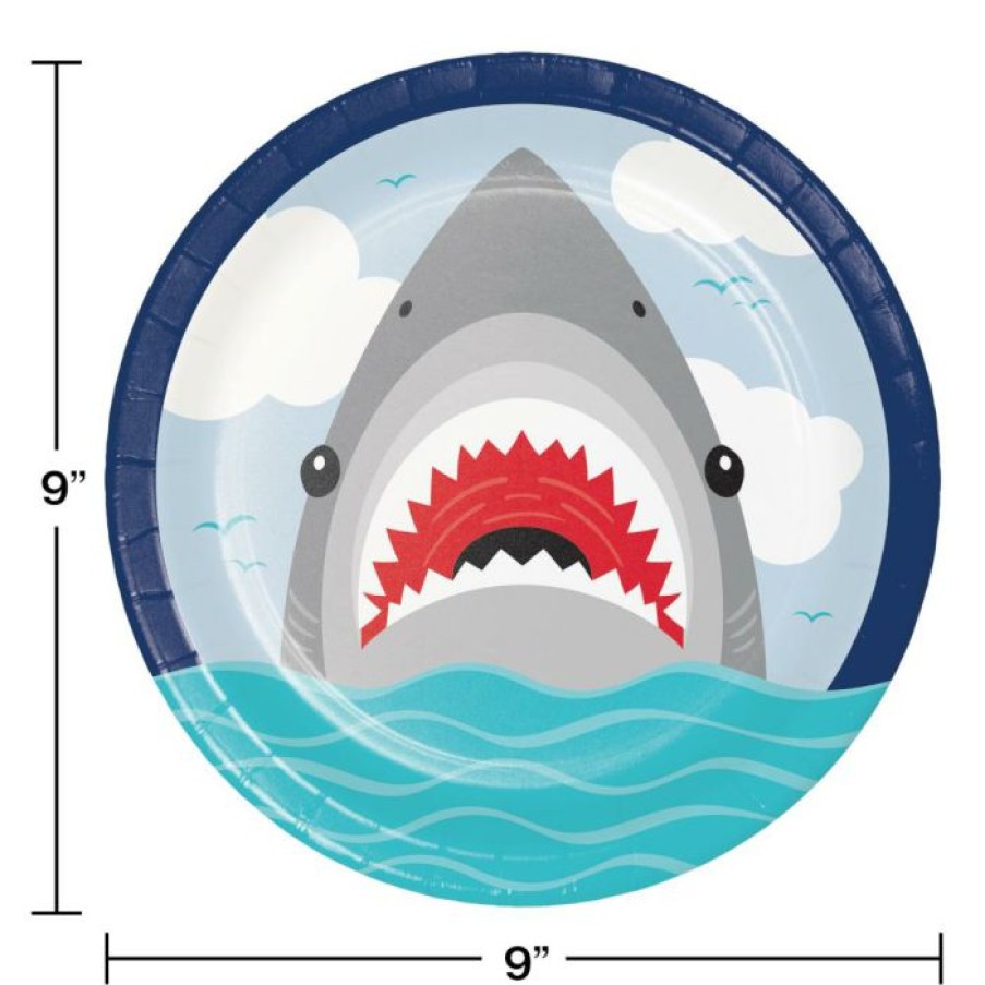 Birthdays * | Creative Converting Shark Party Dinner Plate (8/Pkg) Kids Birthday Party Themes