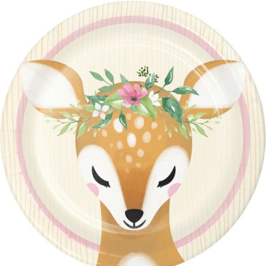 Birthdays * | Creative Converting Kids Birthday Party Themes Deer Little One Dessert Plate (8/Pkg)