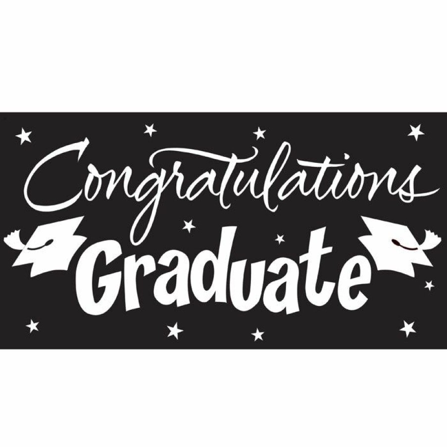 Graduation Party Supplies * | Creative Converting Black Graduation Card Decoration Graduation Party Supplies