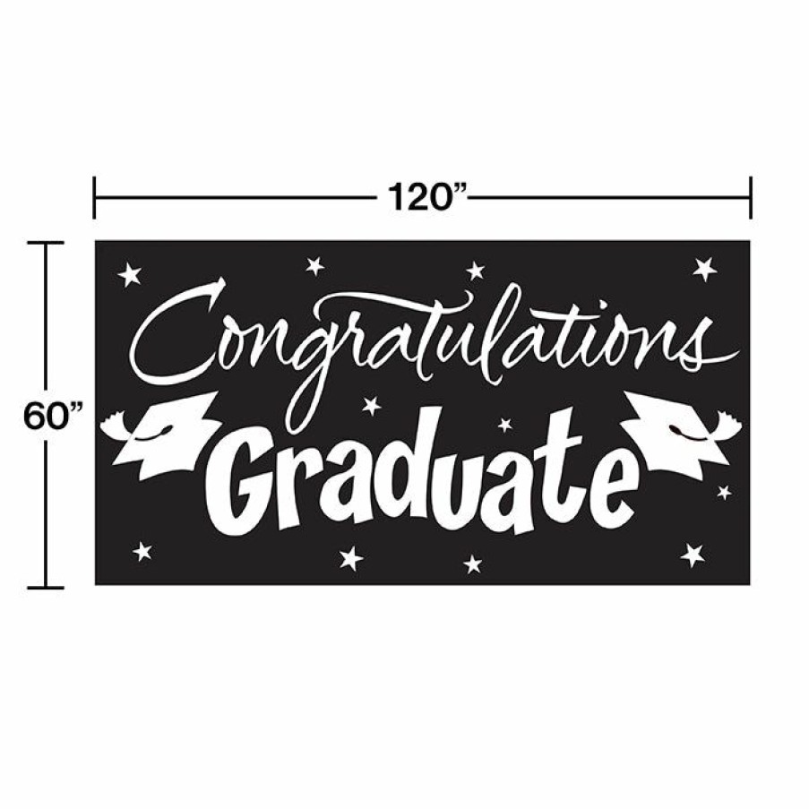 Graduation Party Supplies * | Creative Converting Black Graduation Card Decoration Graduation Party Supplies