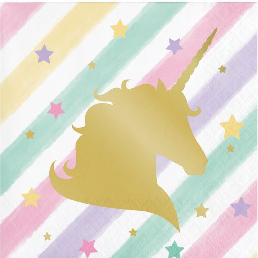 Birthdays * | Creative Converting Unicorn Sparkle Beverage Napkin, 3Ply Foil Stamped, 16 Ct Kids Birthday Party Themes