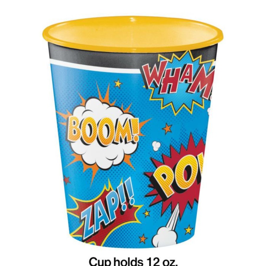 Birthdays * | Creative Converting Superhero Slogans Plastic Cups, 12 Oz