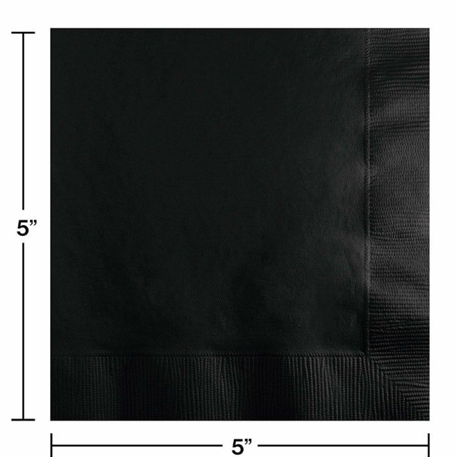 Solid Color Tableware * | Creative Converting Black Velvet Beverage Napkin, 3 Ply, 50 Ct