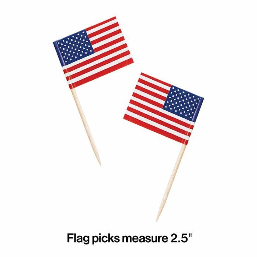 Holidays * | Creative Converting Flag Picks, 50 Ct Patriotic And 4Th Of July Party Decorations