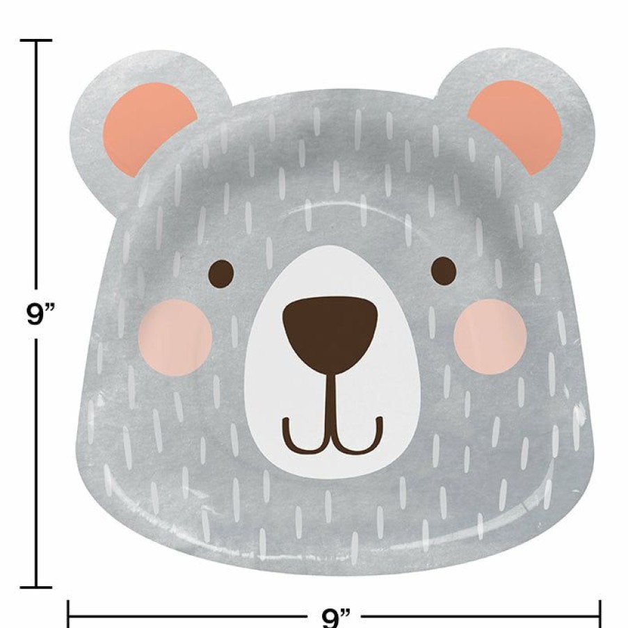 Birthdays * | Creative Converting Birthday Bear Shaped Plate 9 , 8 Ct