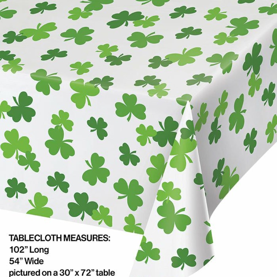 Holidays * | Creative Converting St. Patrick'S Day Party Decorations Shamrock Plastic Table Cover