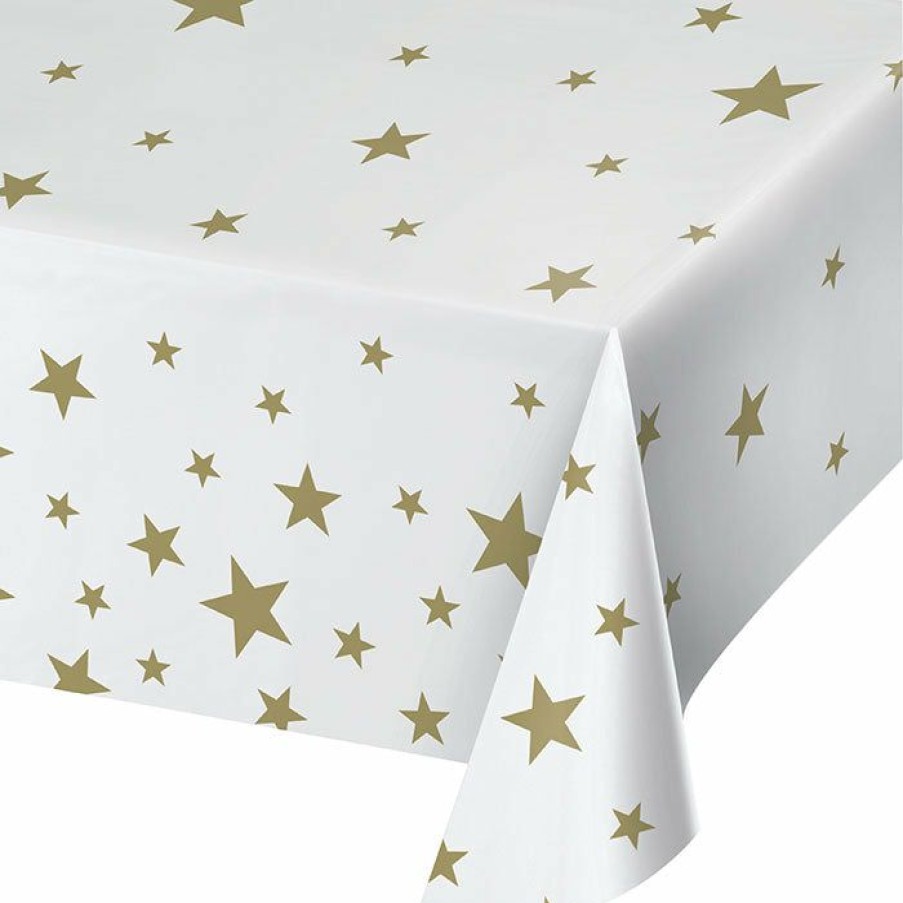 General Decorations * | Creative Converting Stars White Plastic Tablecover 54 X 108 , All Over Print General Decorations