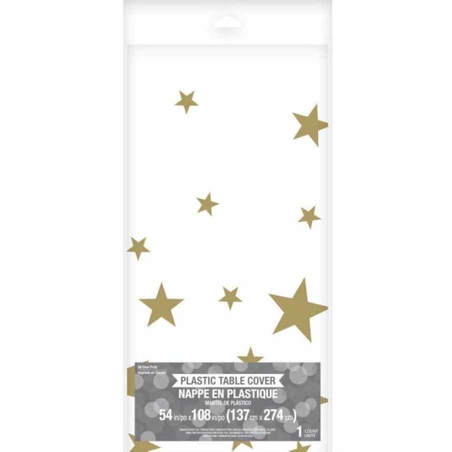 General Decorations * | Creative Converting Stars White Plastic Tablecover 54 X 108 , All Over Print General Decorations