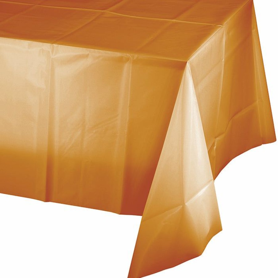 Solid Color Tableware * | Creative Converting Solid Color Tableware Pumpkin Spice Tablecover Plastic 54 X 108