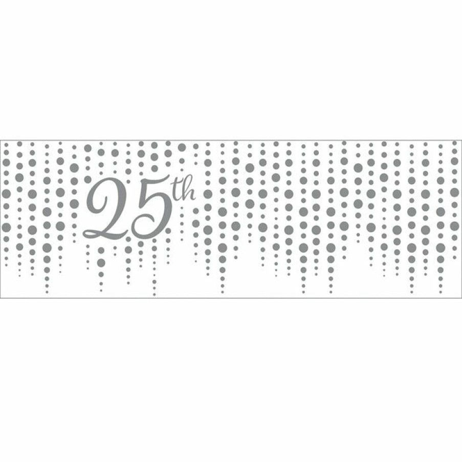 Bridal And Wedding * | Creative Converting Anniversary Decorations Sparkle And Shine 25Th Silver Giant Party Banner (6/Case)