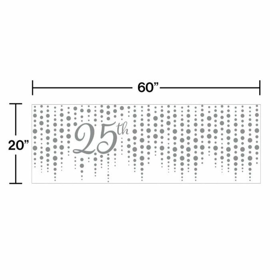 Bridal And Wedding * | Creative Converting Anniversary Decorations Sparkle And Shine 25Th Silver Giant Party Banner (6/Case)