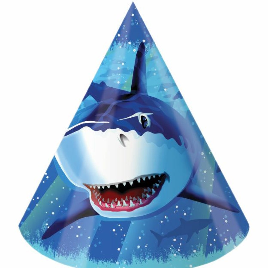 Birthdays * | Creative Converting Shark Splash Party Hats, 8 Ct Kids Birthday Party Themes