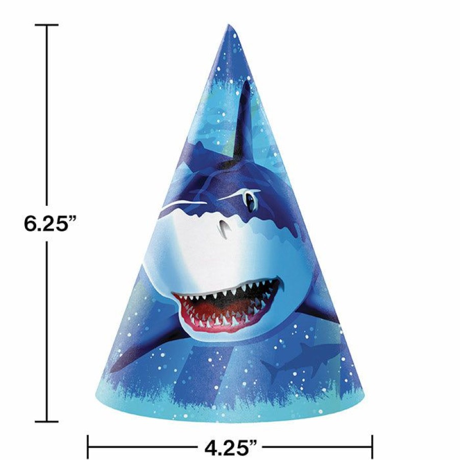 Birthdays * | Creative Converting Shark Splash Party Hats, 8 Ct Kids Birthday Party Themes