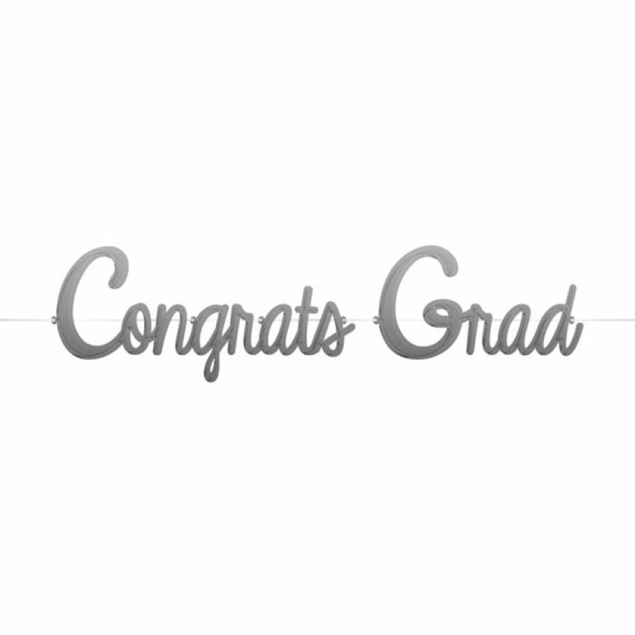 Graduation Party Supplies * | Creative Converting Balloon Banner, Congrats Grad, Silver (2/Pkg)