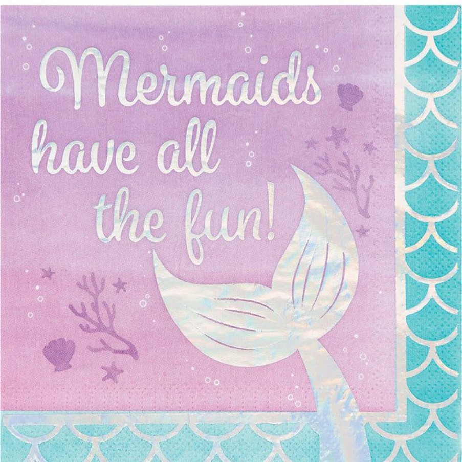 Birthdays * | Creative Converting Kids Birthday Party Themes Iridescent Mermaid All The Fun Napkins, 16 Ct