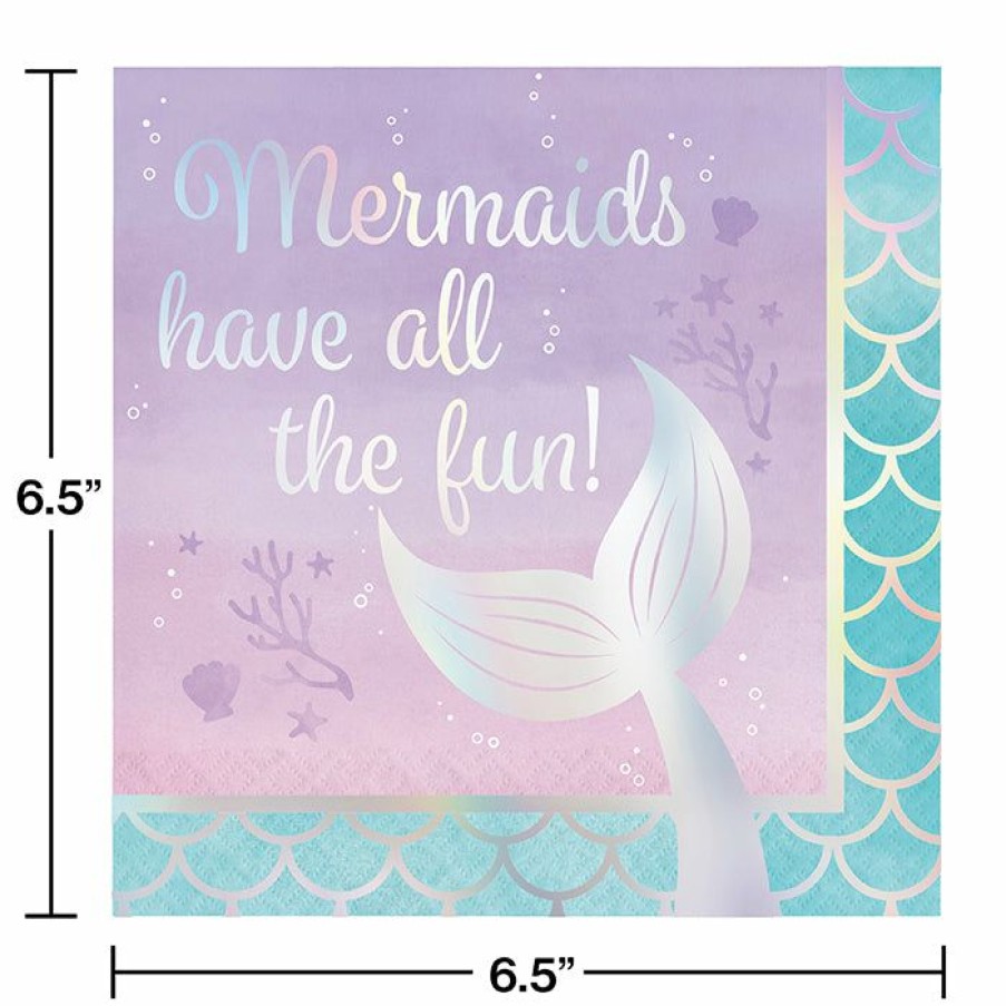 Birthdays * | Creative Converting Kids Birthday Party Themes Iridescent Mermaid All The Fun Napkins, 16 Ct