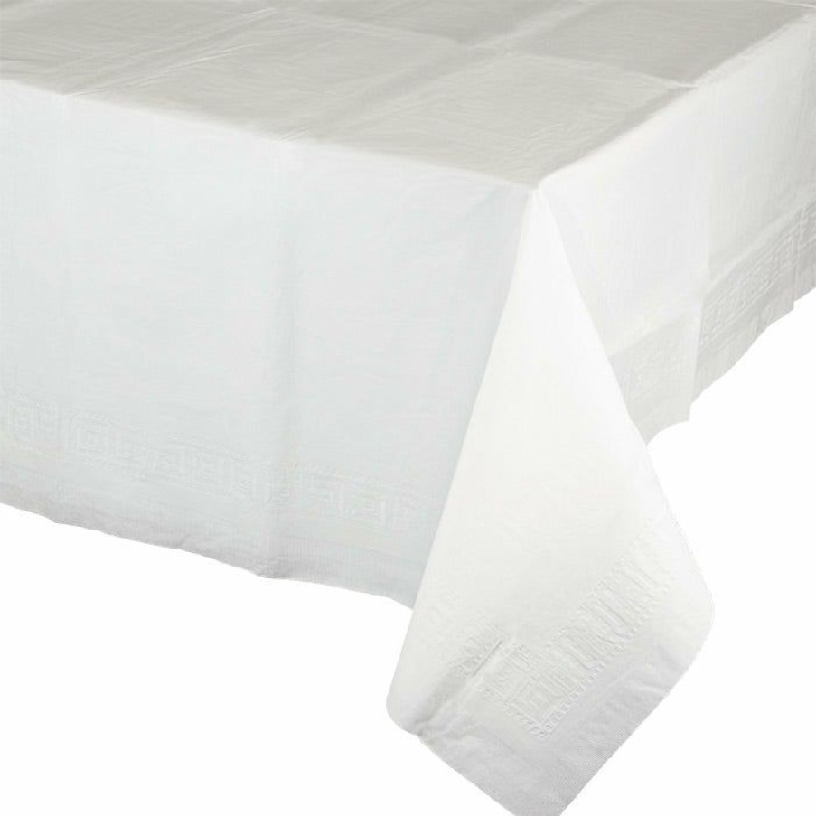 Solid Color Tableware * | Creative Converting White Tablecover 54 X 108 Polylined Tissue Solid Color Tableware