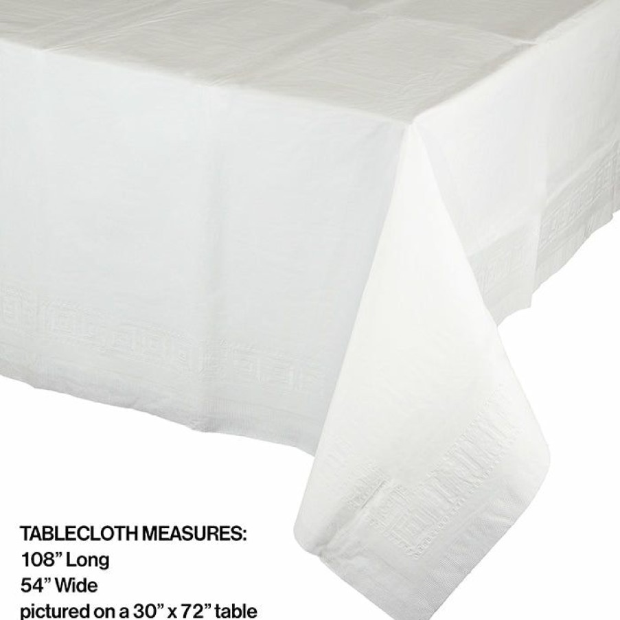 Solid Color Tableware * | Creative Converting White Tablecover 54 X 108 Polylined Tissue Solid Color Tableware