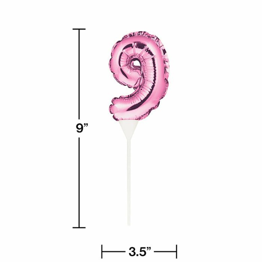 General Decorations * | Creative Converting Pink 9 Number Balloon Cake Topper (12/Case)