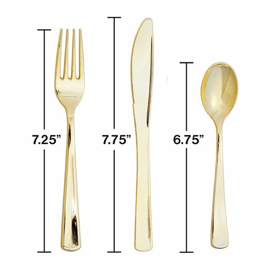 Solid Color Tableware * | Creative Converting Assorted Cutlery, Metallic Gold, 24 Ct