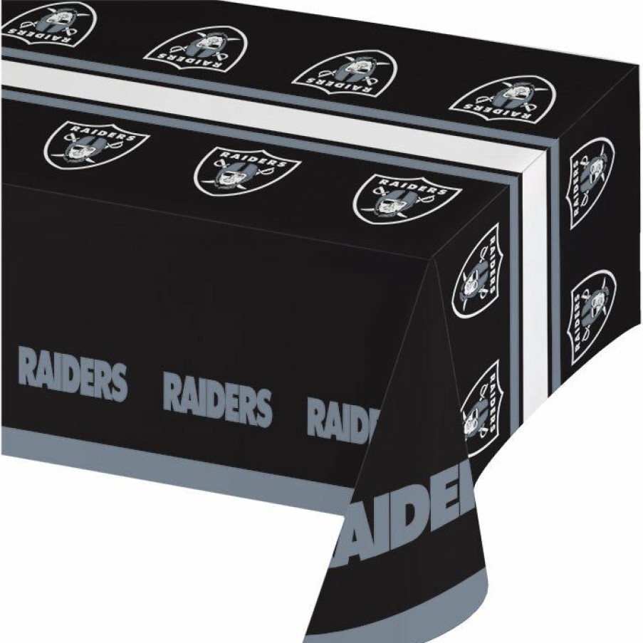 Sports * | Creative Converting Las Vegas Raiders Plastic Table Cover, 54 X 102