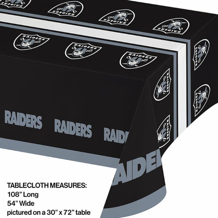 Sports * | Creative Converting Las Vegas Raiders Plastic Table Cover, 54 X 102