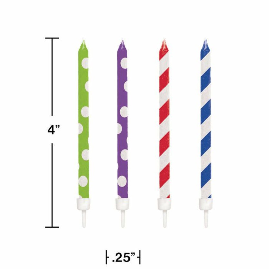 Birthdays * | Creative Converting Birthday Party Candles Primary Colors Patterns Large Candles, 12 Ct