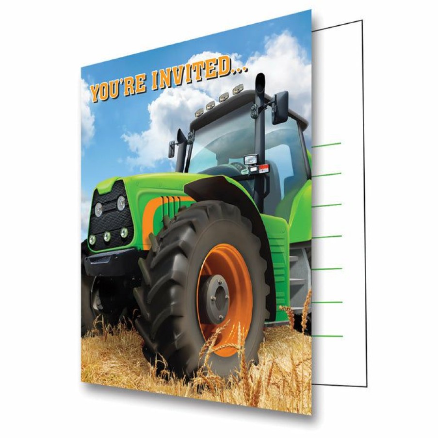 Birthdays * | Creative Converting Tractor Time Invitation (48/Case)