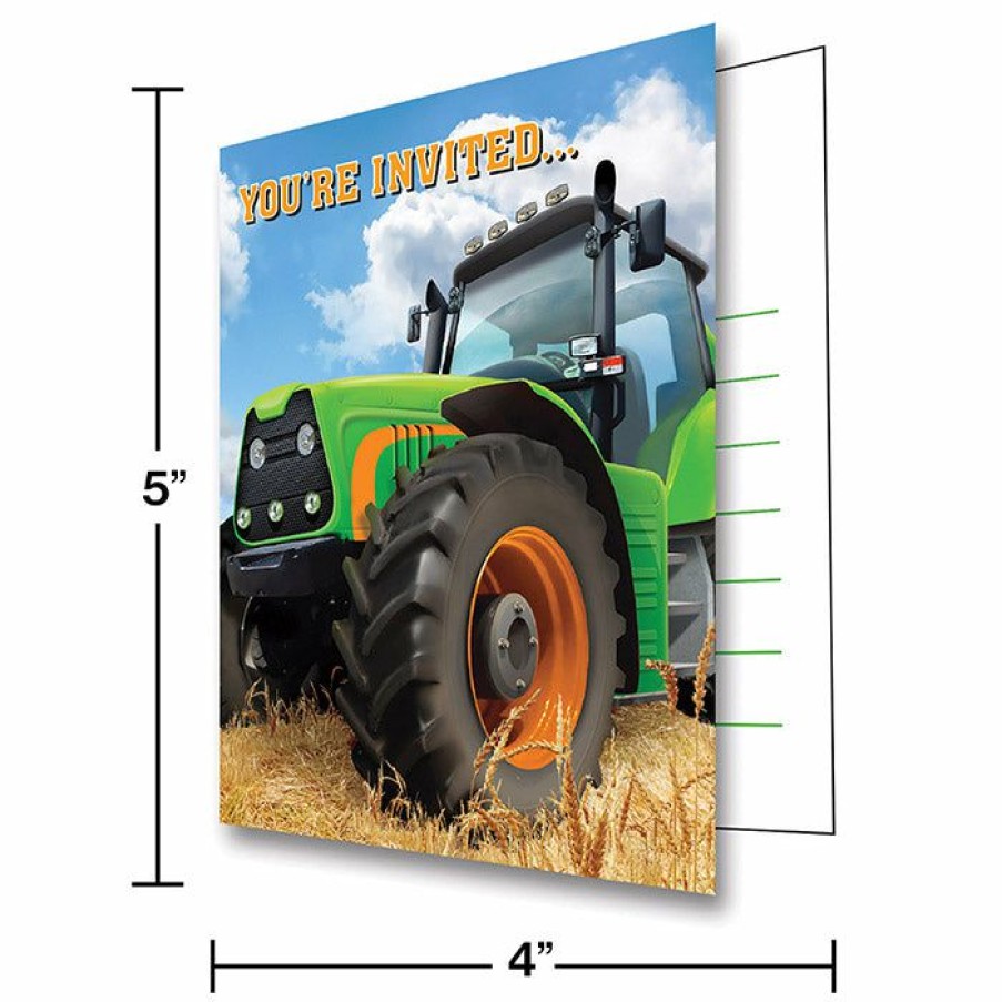 Birthdays * | Creative Converting Tractor Time Invitation (48/Case)