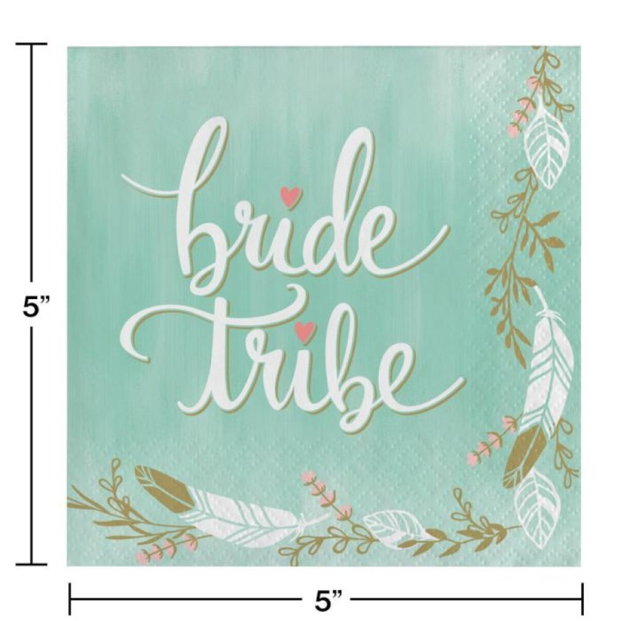 Bridal And Wedding * | Creative Converting Mint To Be Beverage Napkin, Bride Tribe (192/Case) Bridal And Wedding