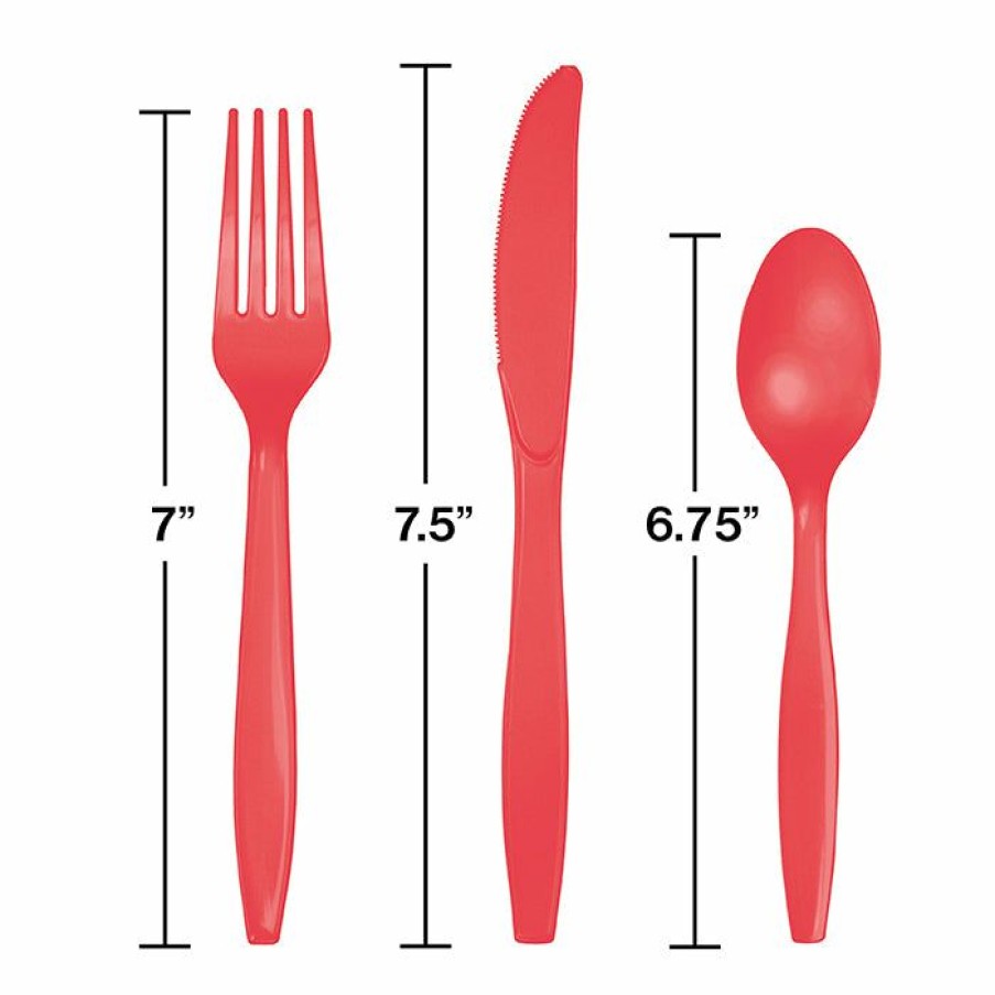 Solid Color Tableware * | Creative Converting Coral Assorted Plastic Cutlery, 24 Ct