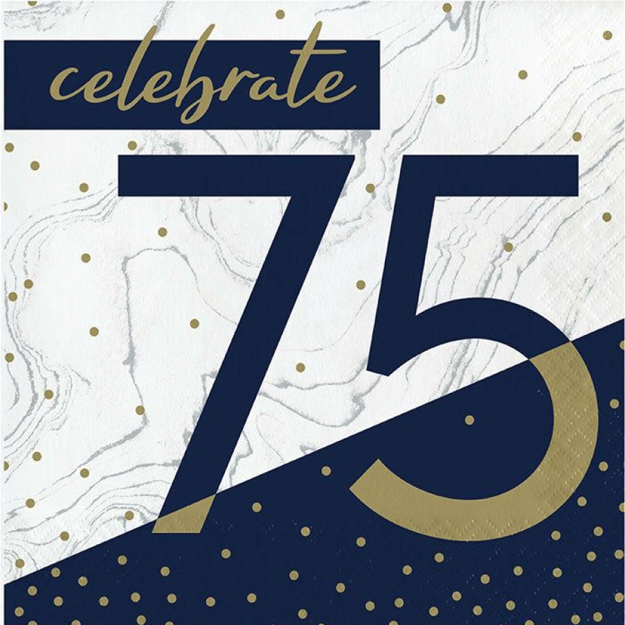 Birthdays * | Creative Converting Navy & Gold Milestone Luncheon Napkin, 75 16Ct