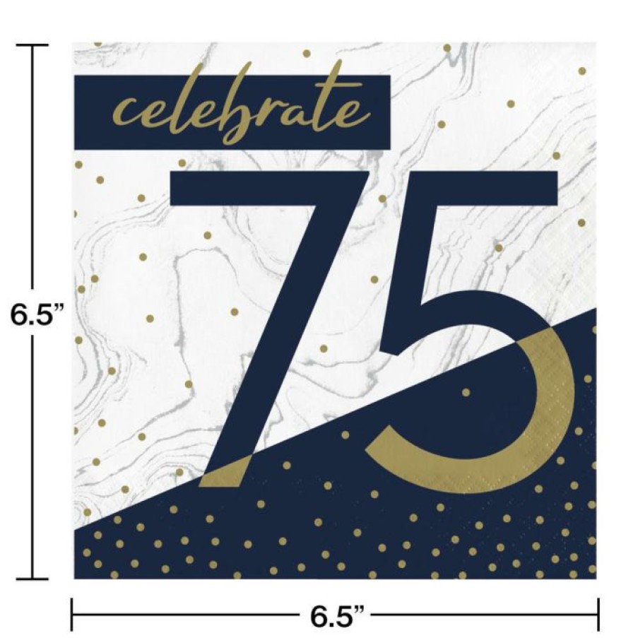 Birthdays * | Creative Converting Navy & Gold Milestone Luncheon Napkin, 75 16Ct