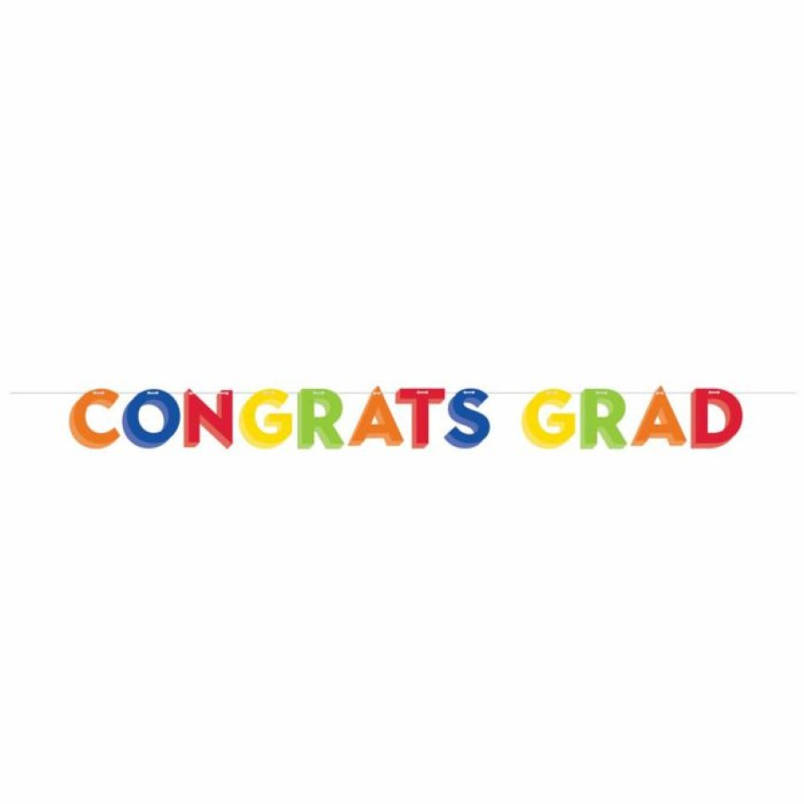 Graduation Party Supplies * | Creative Converting Rainbow Grad Shaped Banner With Twine (1/Pkg) Graduation Party Supplies