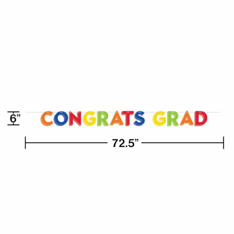 Graduation Party Supplies * | Creative Converting Rainbow Grad Shaped Banner With Twine (1/Pkg) Graduation Party Supplies