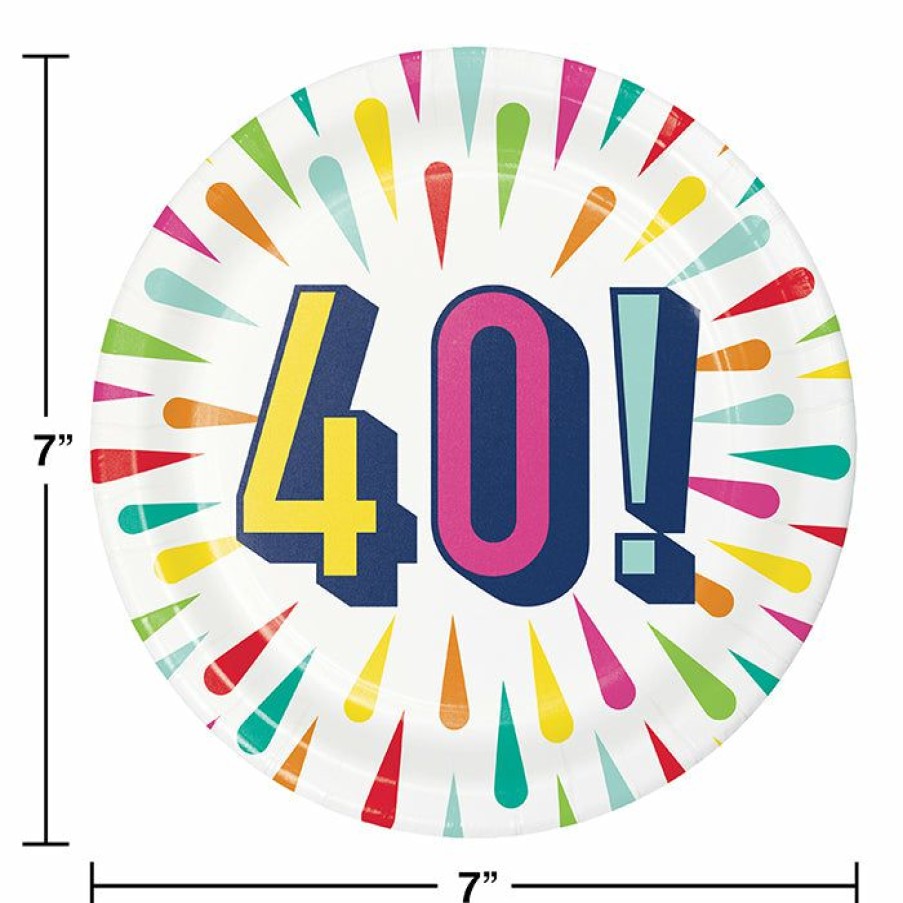 Birthdays * | Creative Converting Birthday Burst Dessert Plate, 40 8Ct Kids Birthday Party Themes