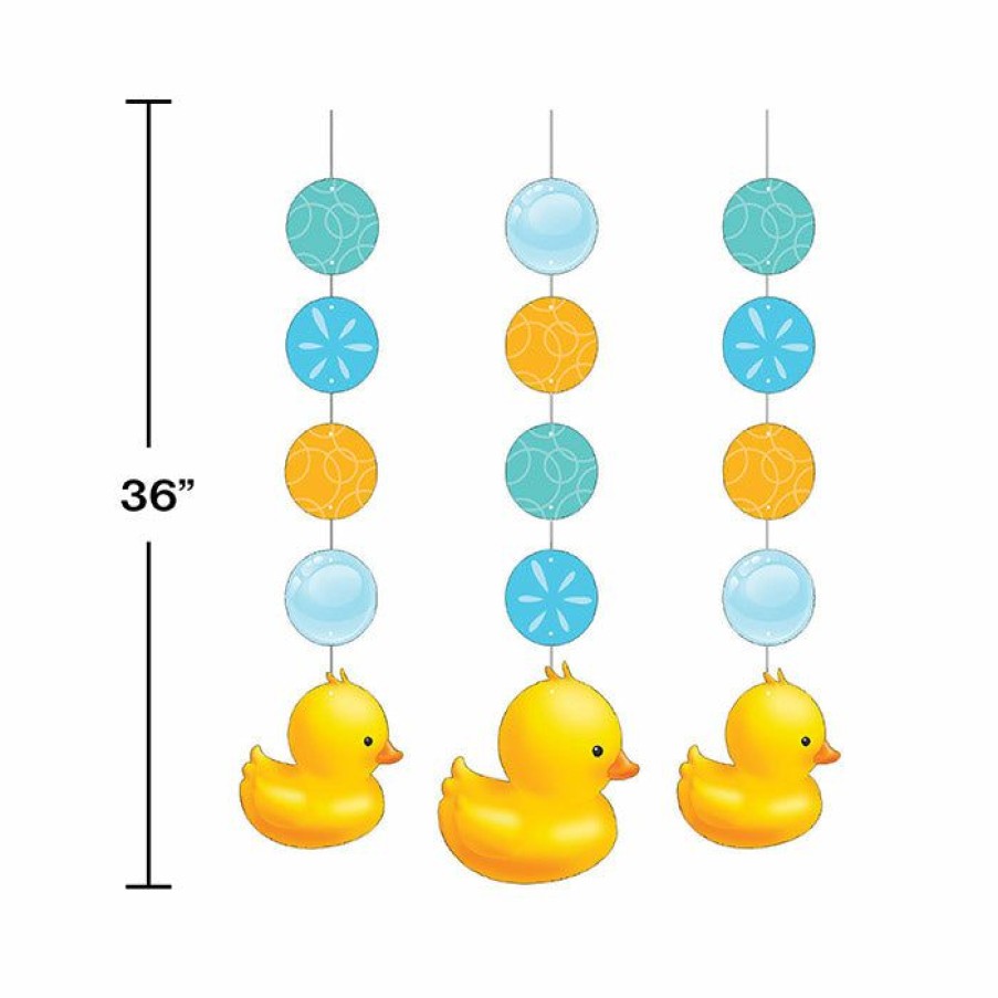 Baby Showers * | Creative Converting Rubber Duck Bubble Bath Hanging Cutouts, 3 Ct