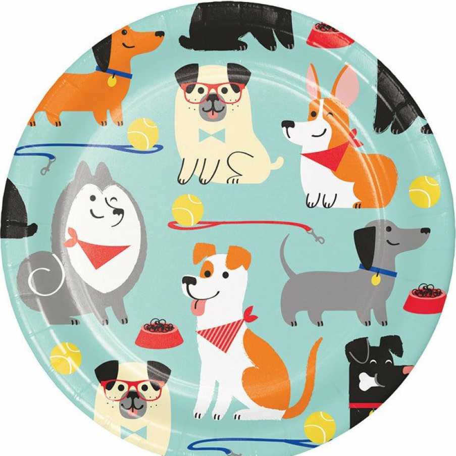 Birthdays * | Creative Converting Dog Party Dessert Plates, 8 Ct Kids Birthday Party Themes