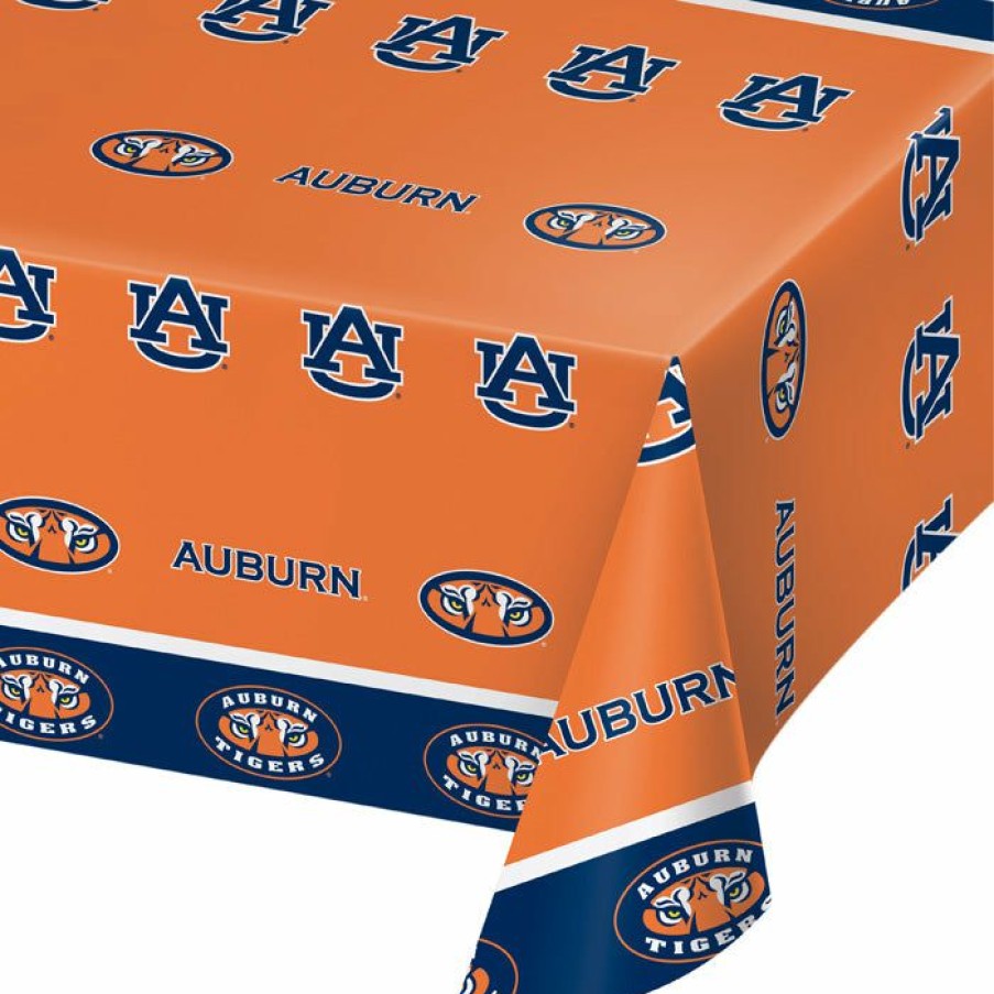 Sports * | Creative Converting Auburn University Plastic Table Cover, 54 X 108