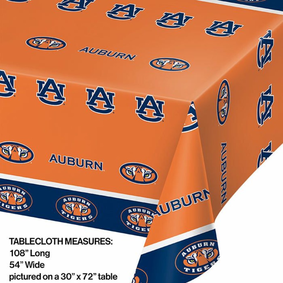 Sports * | Creative Converting Auburn University Plastic Table Cover, 54 X 108