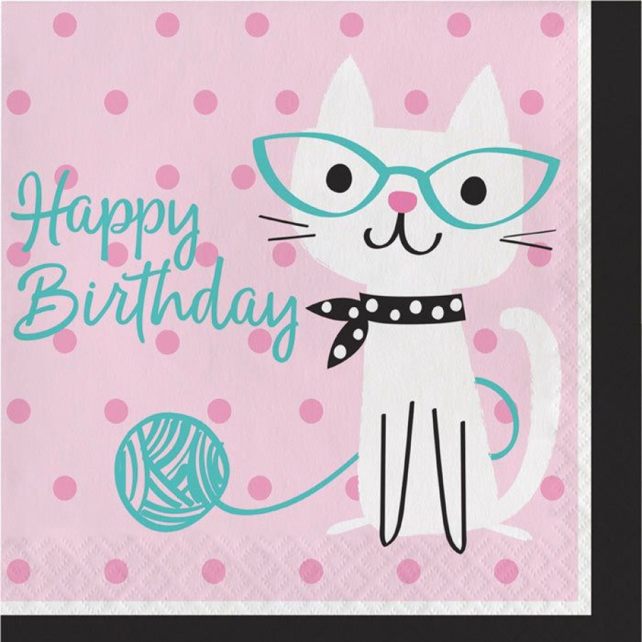 Birthdays * | Creative Converting Cat Party Birthday Napkins, 16 Ct