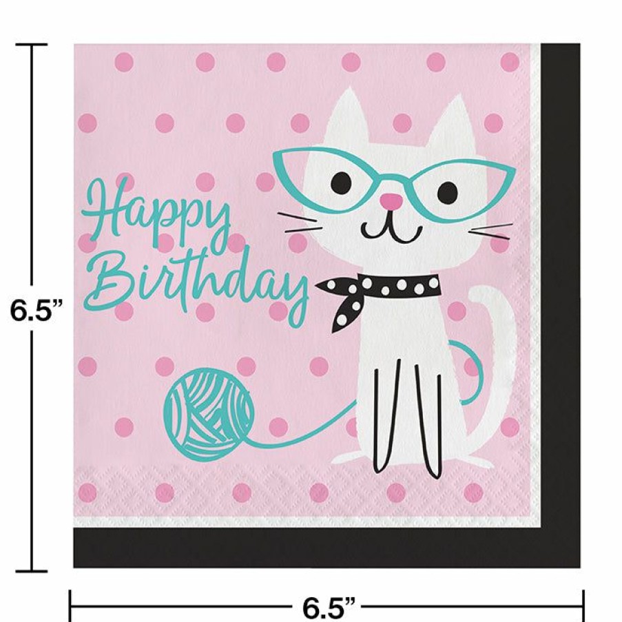 Birthdays * | Creative Converting Cat Party Birthday Napkins, 16 Ct