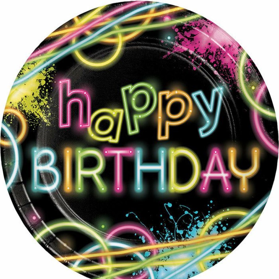 Birthdays * | Creative Converting Glow Party Paper Plates, 8 Ct Kids Birthday Party Themes