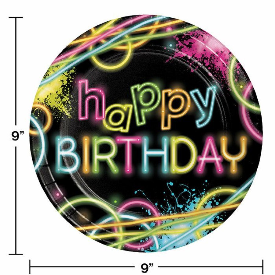 Birthdays * | Creative Converting Glow Party Paper Plates, 8 Ct Kids Birthday Party Themes