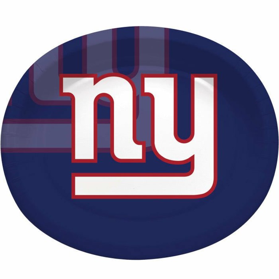 Sports * | Creative Converting New York Giants Oval Platter 10 X 12 , 8 Ct Nfl And Football Party Supplies