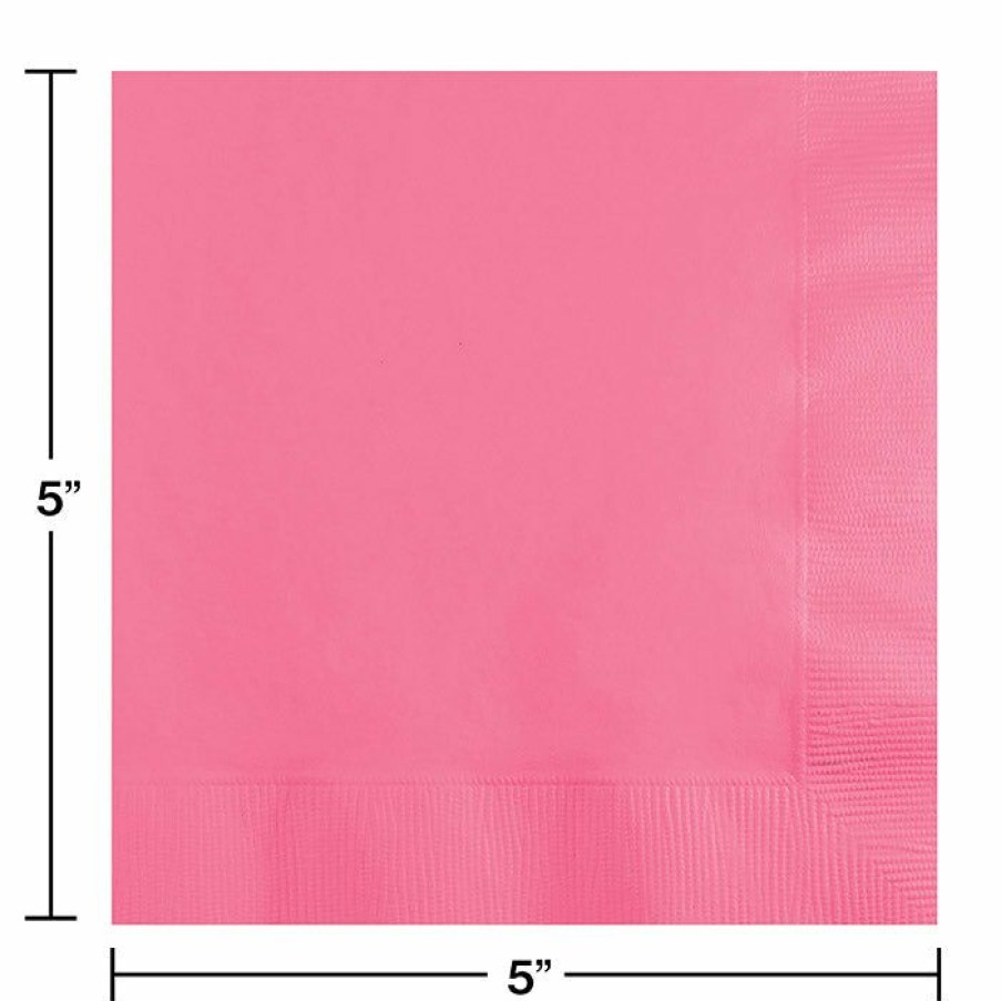 Solid Color Tableware * | Creative Converting Candy Pink Beverage Napkin 2Ply, 50 Ct Solid Color Tableware