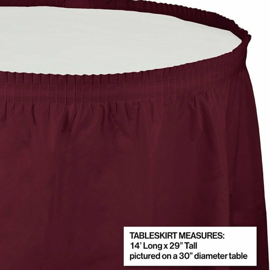 Solid Color Tableware * | Creative Converting Burgundy Plastic Tableskirt, 14 X 29