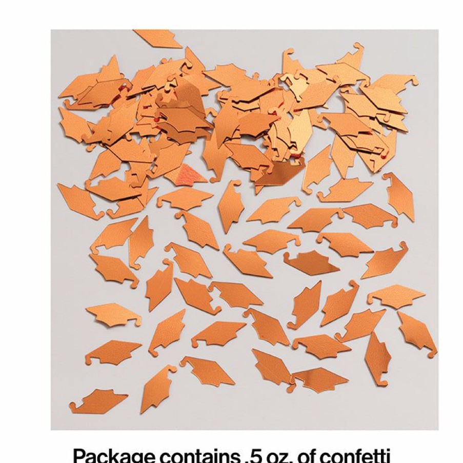 Graduation Party Supplies * | Creative Converting Orange Mortarboard Graduation Confetti, 0.5 Oz